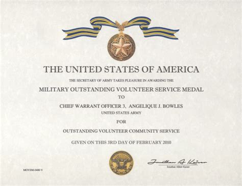 military outsting volunteer service medal citation pdf PDF