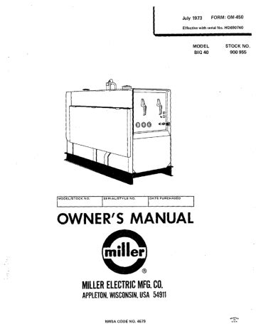 miller big 40 manual Reader