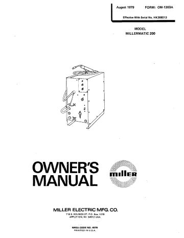 millermatic 200 owners manual PDF