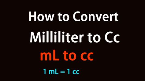 milliliter to cc liquid