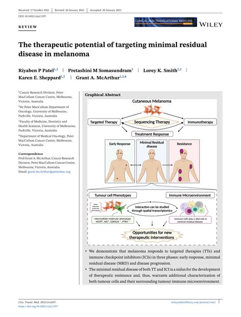 minimal residual disease in melanoma Reader