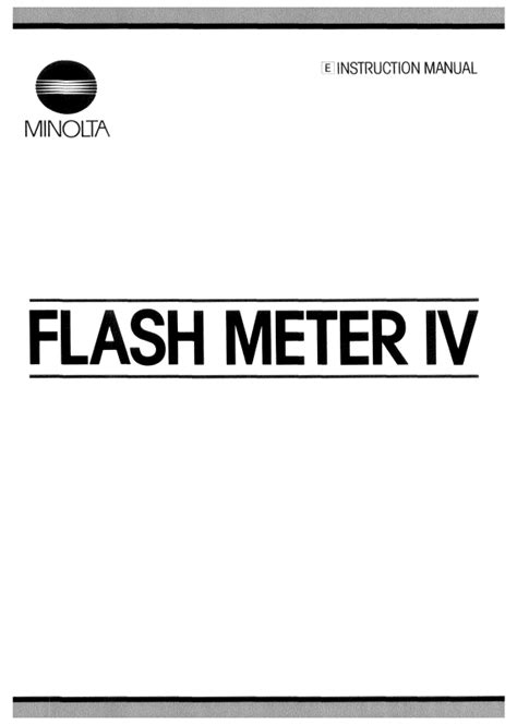minolta flashmeter iv manual PDF