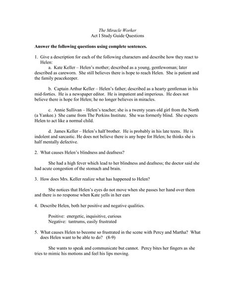 miracle worker study guide act two answers Reader