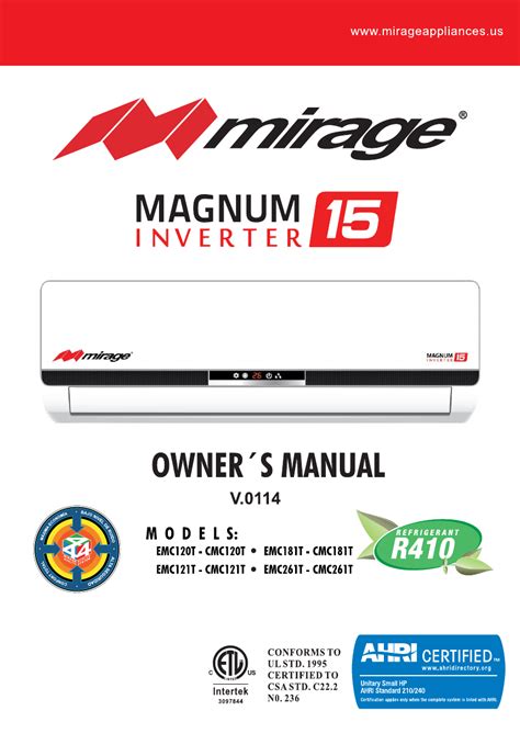 mirage minisplit guide user PDF