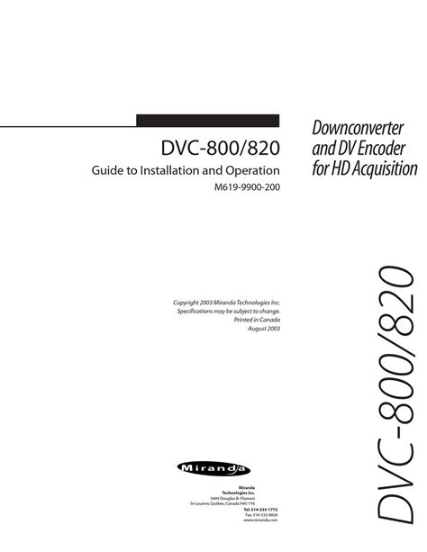 miranda dvc 800 user guide Kindle Editon