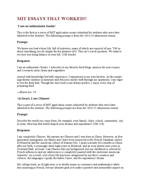 mit essays that worked