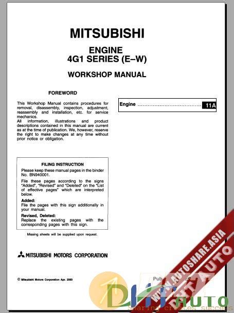 mitsubishi 4g1 series e w service manual user guide Reader