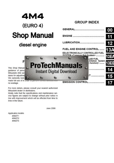 mitsubishi 4m42 engine workshop manual Epub