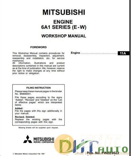 mitsubishi 6a1 e w engine service manual user guide PDF