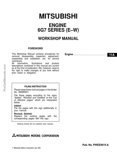 mitsubishi 6g7 operation manual PDF