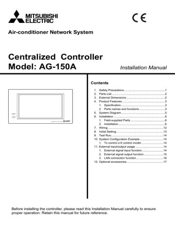 mitsubishi ag 150a installation manual user guide Kindle Editon