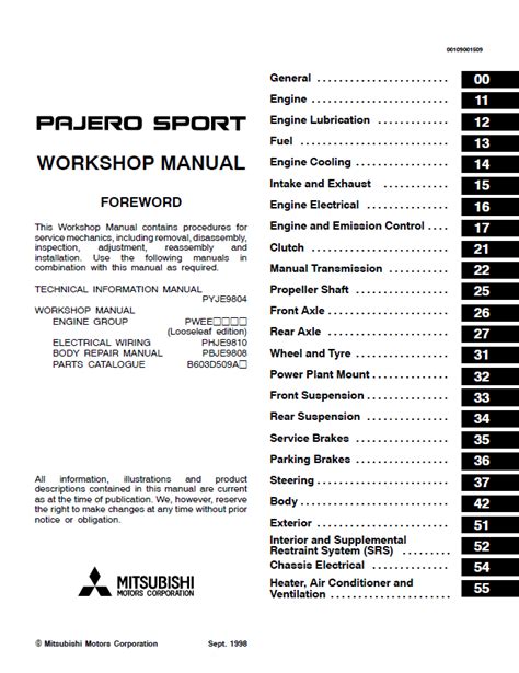 mitsubishi challenger montero pajero sport service manual Kindle Editon