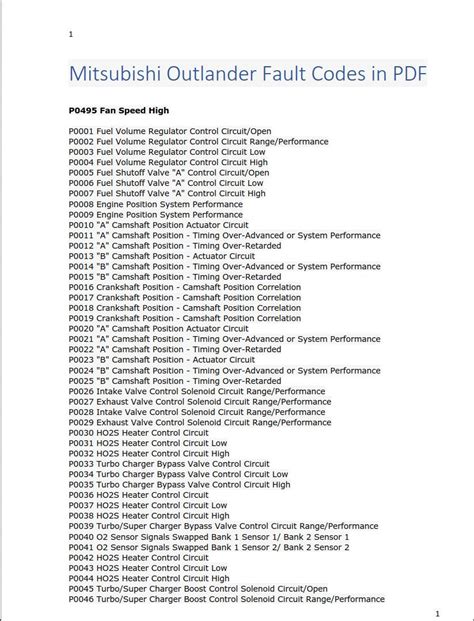 mitsubishi error codes car pdf Reader