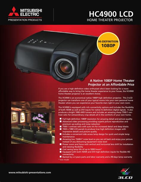 mitsubishi hc4900 projectors owners manual Doc