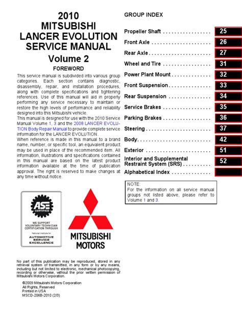 mitsubishi lancer evolution service manual Doc