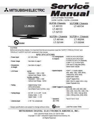 mitsubishi lt 52244 tvs owners manual Doc