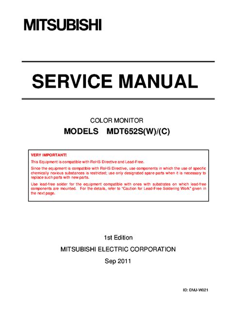 mitsubishi mdt652s tvs owners manual PDF