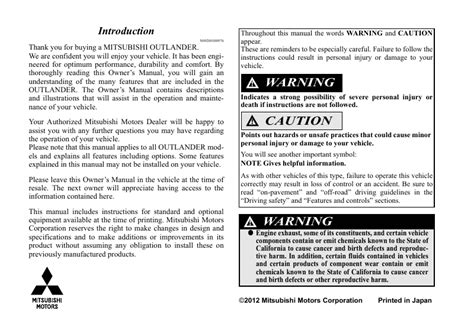 mitsubishi outlander owners manual 2013 Doc