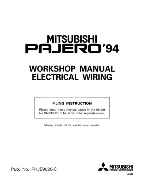 mitsubishi pajero electrical wiring diagram pdf Ebook Kindle Editon