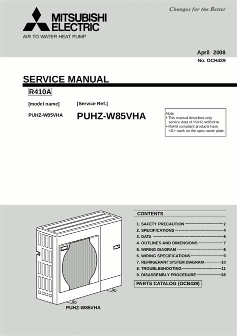 mitsubishi puhz w85vha service manual user guide PDF