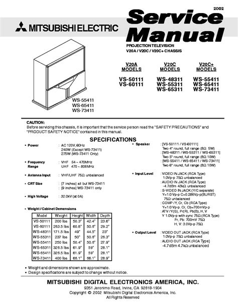 mitsubishi ws 55411 manual Reader