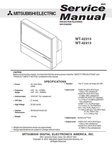 mitsubishi wt 42313 tvs owners manual Reader