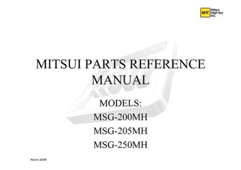 mitsui msg 200mh 205mh 250mh parts manual user guide Reader