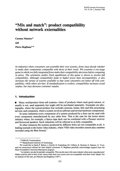 mix match product compatibility externalities Doc