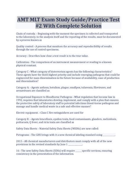 mlt exam study guide Reader