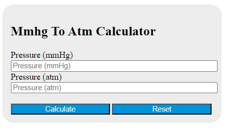 mmhg to atm calculator