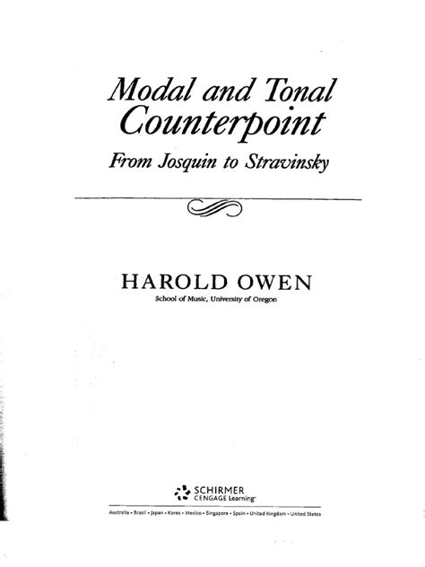 modal and tonal counterpoint from josquin to stravinsky Epub