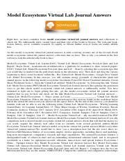 model ecosystems virtual lab journal answers Epub
