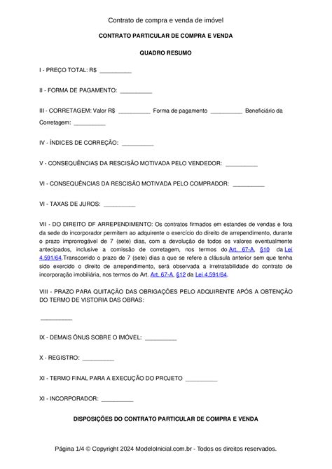 modelos de contrato de compra e venda