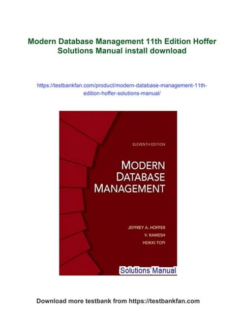 modern database management 11th edition solutions PDF