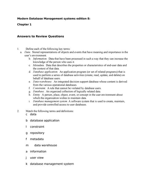 modern database management exercise answers Epub