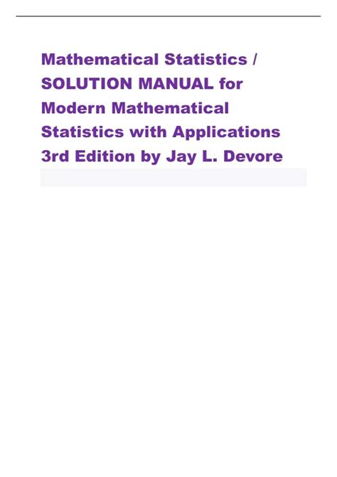 modern mathematical statistics with applications answers Reader