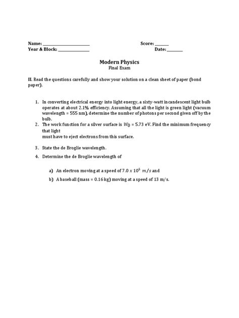 modern physics i test 2 answers PDF