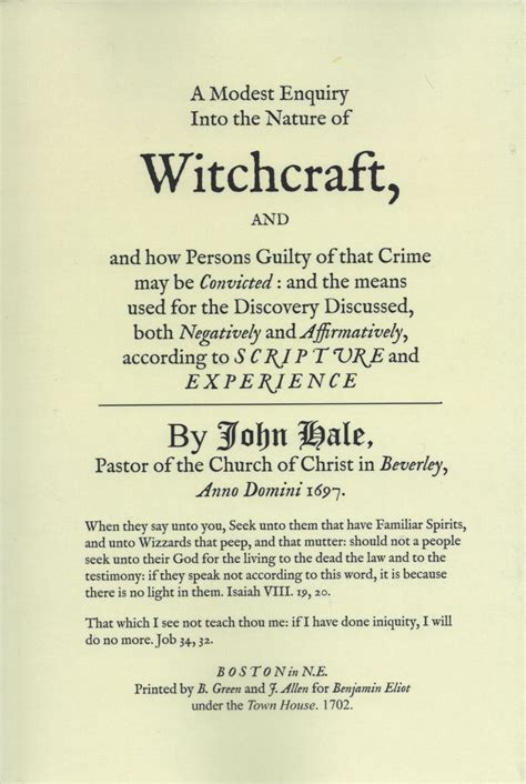 modest enquiry into the nature of witchcraft Reader