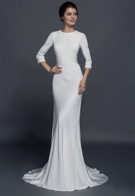 modest wedding dress with long sleeves