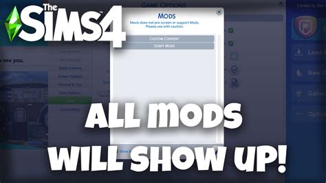 mods not showing up sims 4