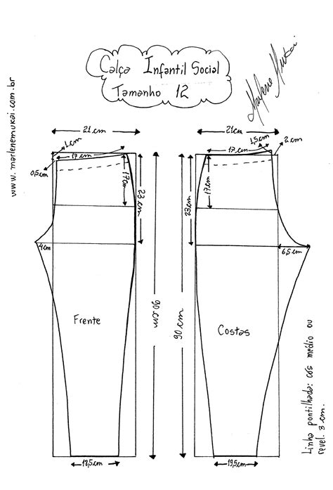 molde calça infantil