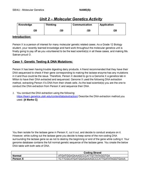 molecular genetics activity 2 answer key Epub