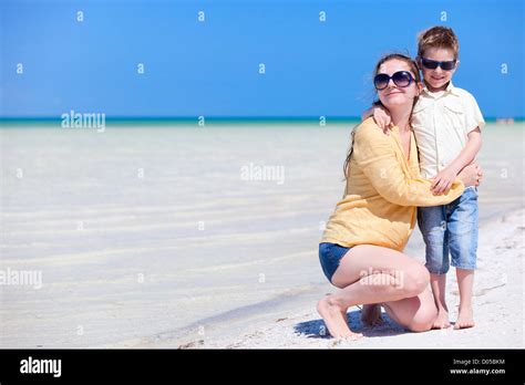 mom and son in vacation