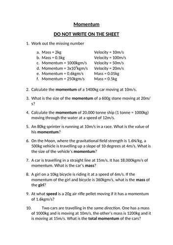 momentum questions and answers gcse Epub