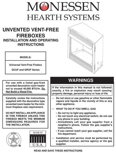 monessen 3000 series installation manual user guide Kindle Editon