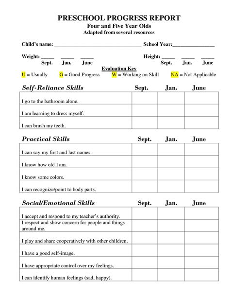 montessori report card templates for infants Epub