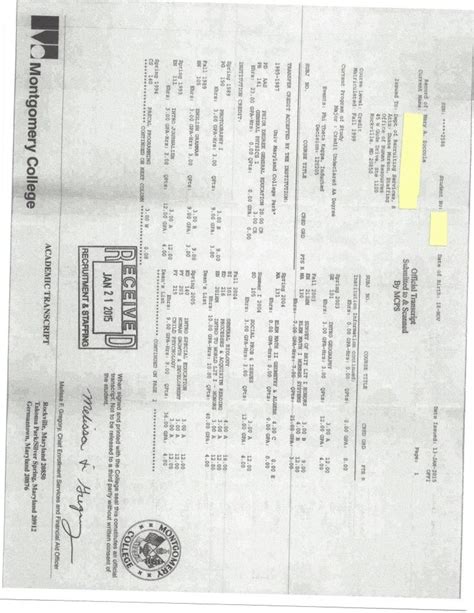 montgomery college transcript