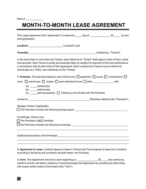 month to month lease example