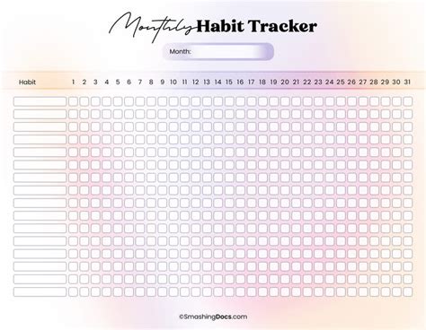 Monthly Habit Tracker Free Printable