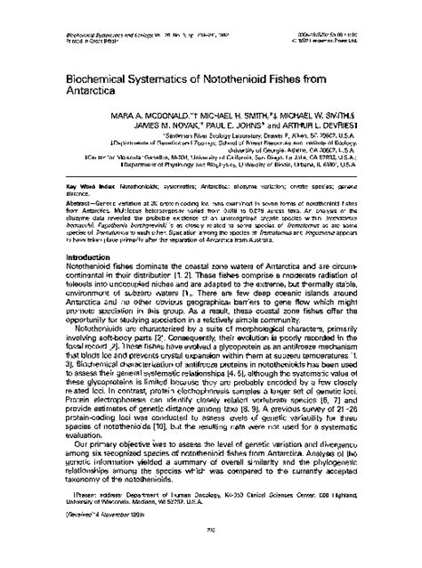 morphological bases of the systematics and phylogeny of the nototheniid fishes pdf Doc